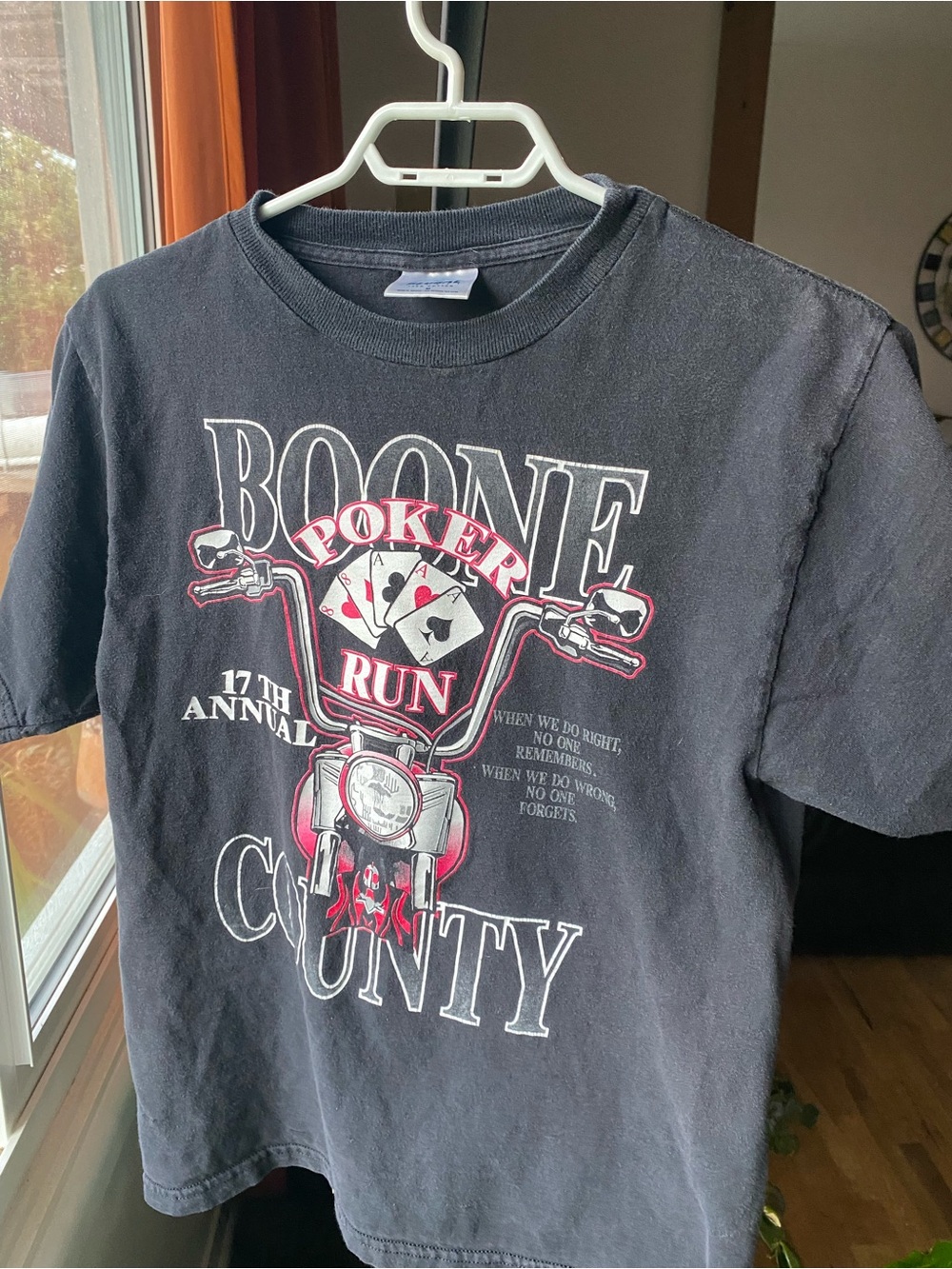 Vintage Biker TShirt - Boone County Poker Run Graphic Tee - Black